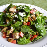 Spinach Chicken Salad with Vegetables and Goat Cheese