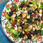 Blackberry Salad with Chicken, Goat Cheese and Candied Pecans