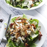Spinach Salad with Cherries, Crispy Shallots, and Bacon