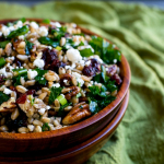 Festive Fall Farro Salad with Kale, Cranberries, Pecans & Goat Cheese