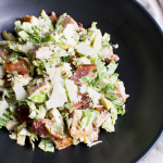 Brussels Sprouts Caesar Salad with Chicken and Bacon