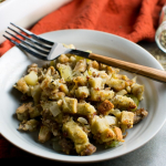 Thanksgiving stuffing made with sausage, apples and celery