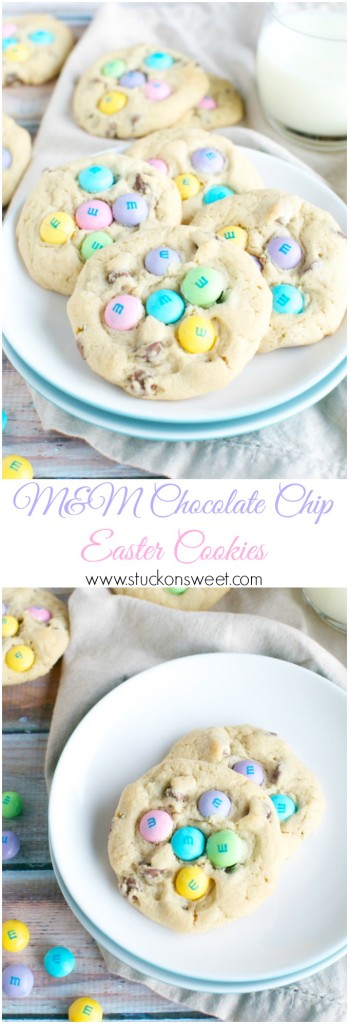 M&M Chocolate Chip Easter Cookies | www.stuckonsweet.com