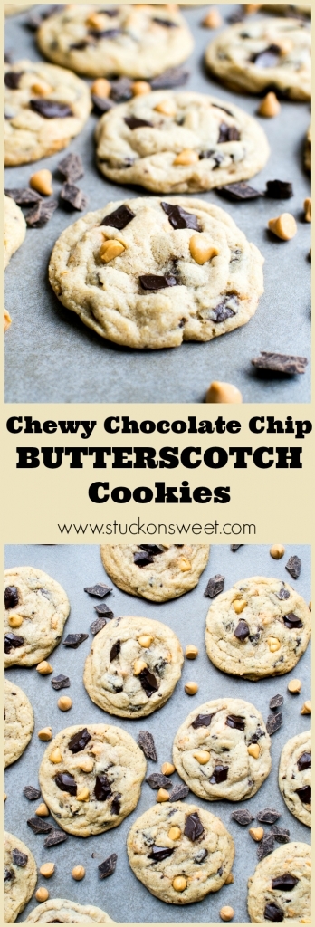 The BEST cookie out there! These Chewy Chocolate Chip Butterscotch Cookies are to die for!