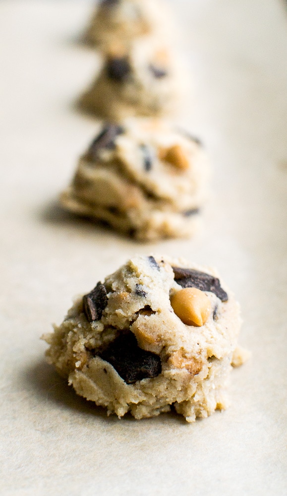 Creamy cookie dough bites with chocolate chips and peanut butter chips, perfect for sweet cravings and homemade treat lovers.