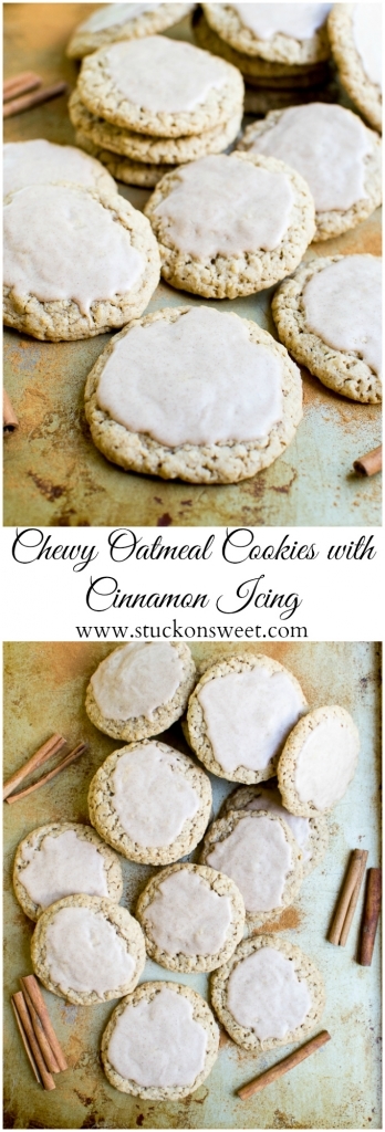 Chewy Oatmeal Cookies with Cinnamon Icing