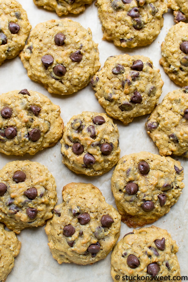 Crunchy homemade chocolate chip cookies with a golden-brown exterior, featuring lots of gooey chocolate chips, perfect for satisfying sweet cravings or dessert lovers.