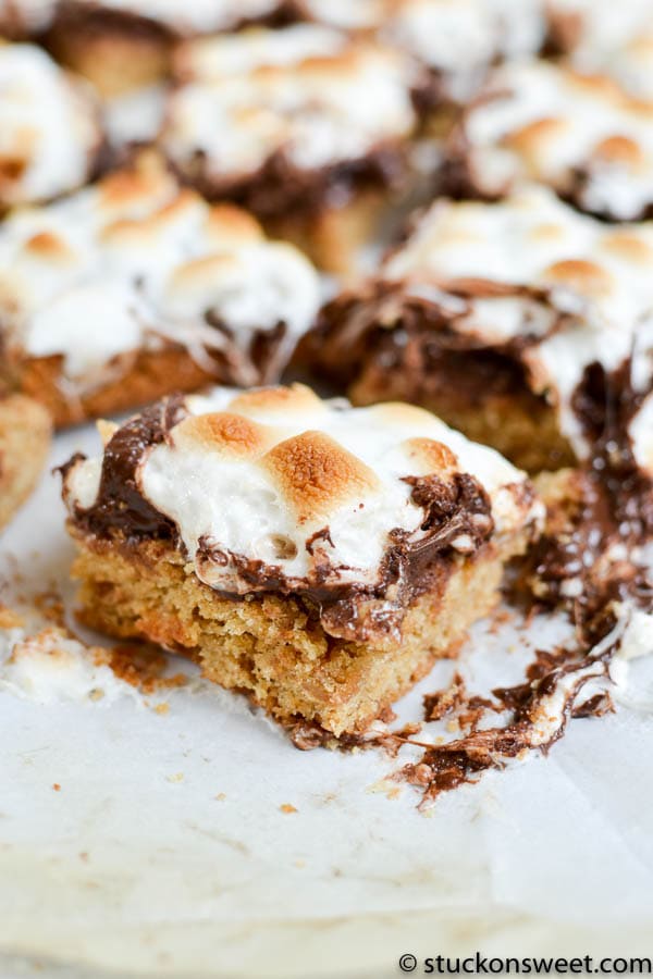 S'mores bars on white background