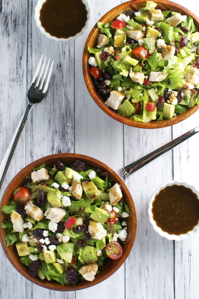 Italian Chicken Salad with Vegetables, Cranberries and Goat Cheese | stuckonsweet.com