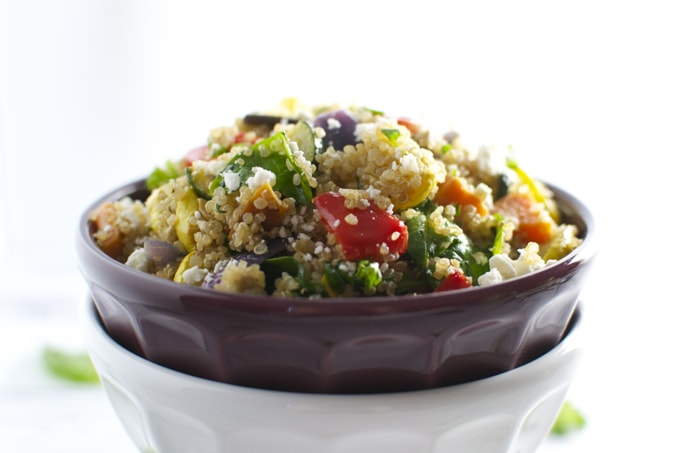 Roasted Vegetable Qunioa Salad | stuckonsweet.com