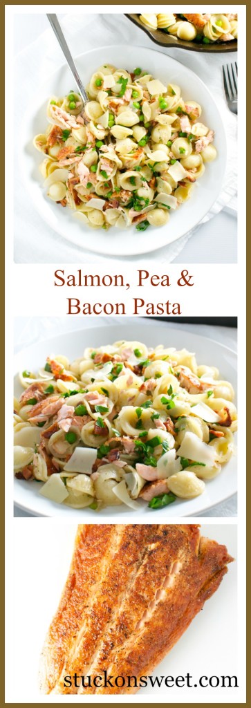 Salmon, Pea and Bacon Pasta Collage