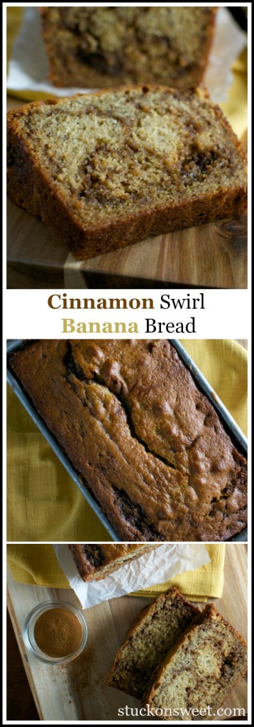 Cinnamon Swirl Banana Bread | stuckonsweet.com