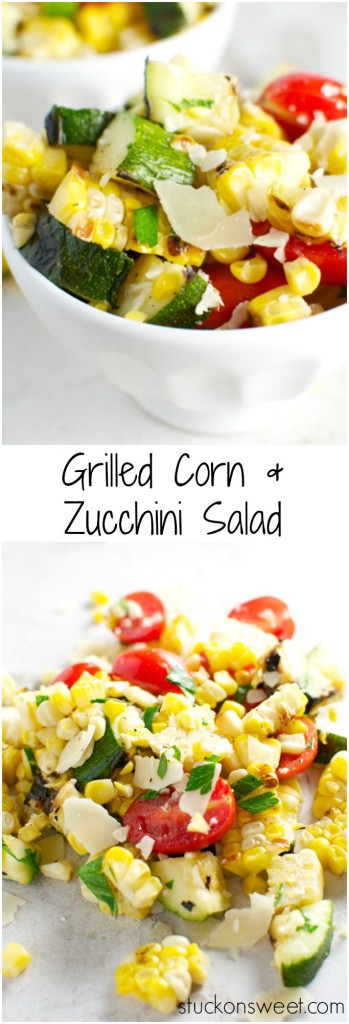 Zucchini and corn salad with cherry tomatoes and cheese, fresh and healthy grilled vegetable salad with vibrant colors and farm-fresh ingredients.