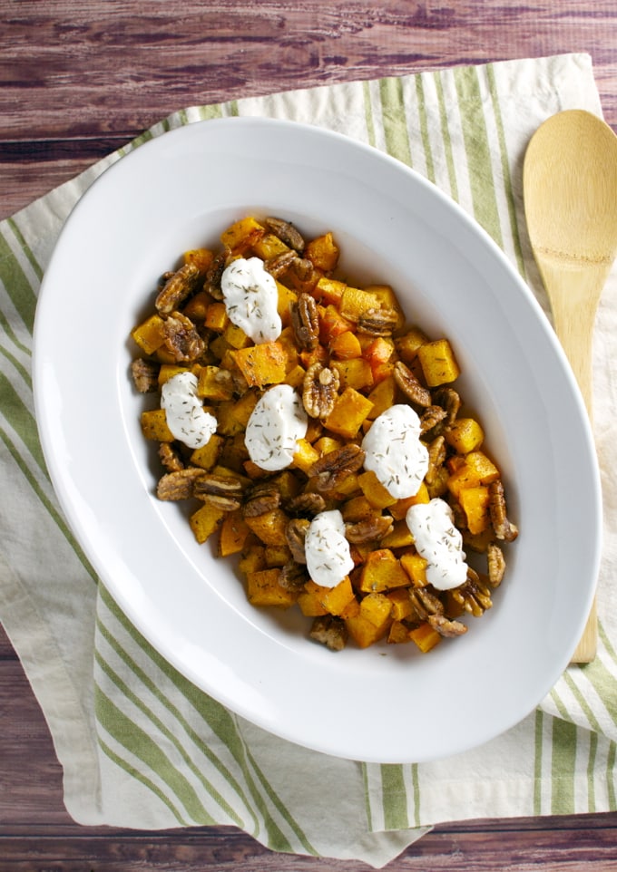 Roasted sweet potatoes with lentils topped with sour cream and herbs, healthy comfort food, vegan, gluten-free, nutritious meal, easy dinner recipe, fall vegetable dish, Stuck On Sweet.