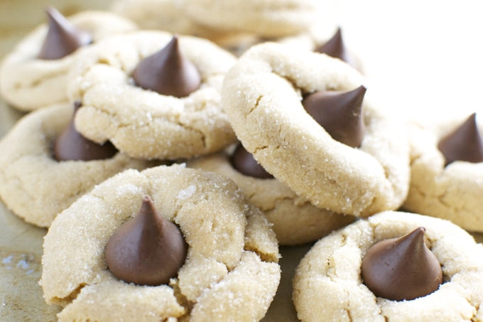 Delicious peanut butter blossom sugar cookies with chocolate chips and a soft, chewy texture perfect for dessert or treats.