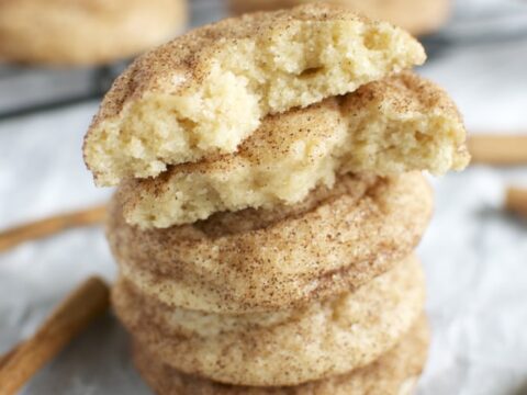 snickerdoodle cookies stacked on top of each other