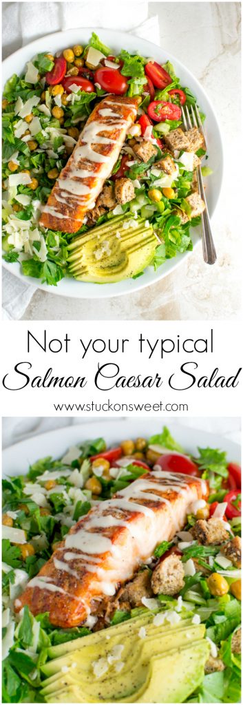 Salmon Caesar Salad | www.stuckonsweet.com