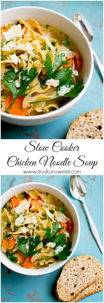 Slow Cooker Chicken Noodle Soup | www.stuckonsweet.com