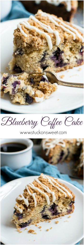 Buttery blueberry coffee cake with crumble topping and sweet glaze, perfect for breakfast or brunch. Easy to make with fresh blueberries for a flavorful, moist dessert.