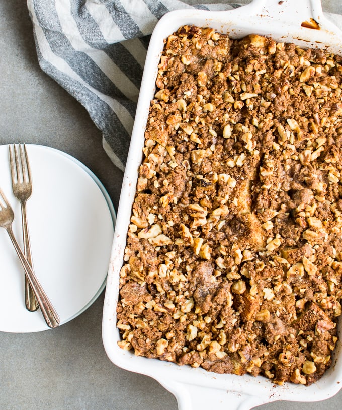 Rich Brown Sugar Walnut Crisp topped with chopped walnuts for a delicious homemade dessert.