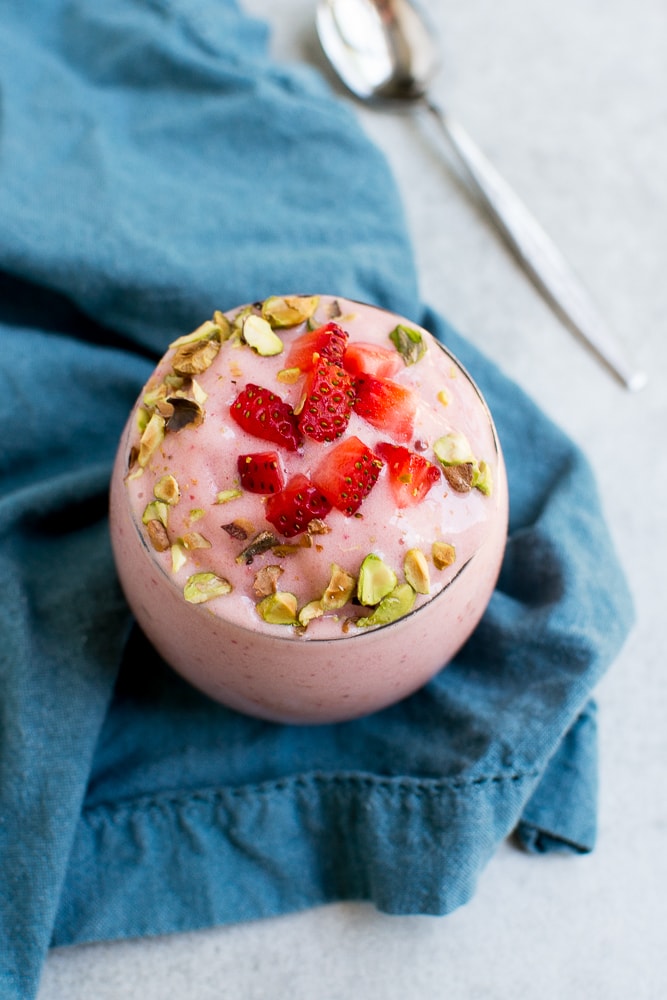 Pureed strawberry banana ice cream