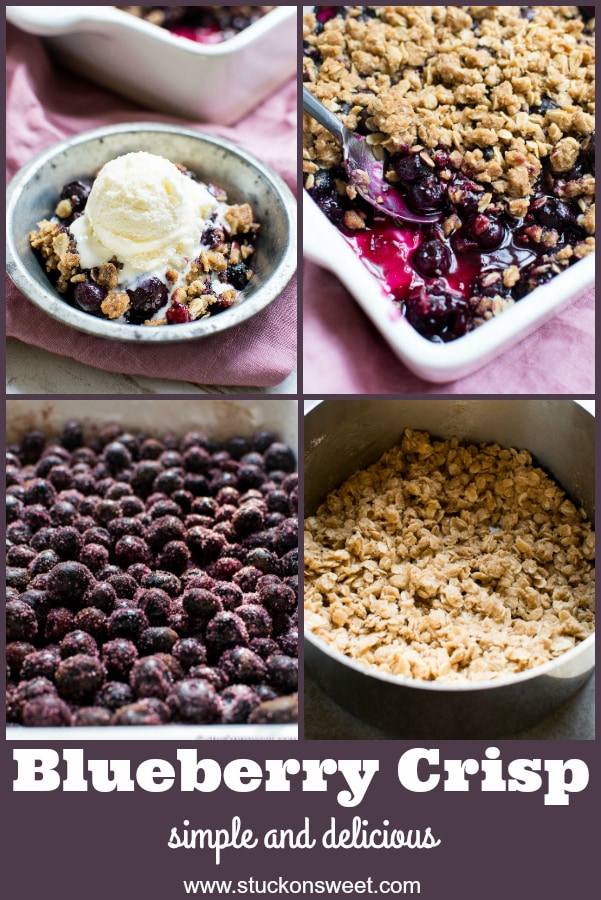 Freshly baked blueberry crisp with a buttery streusel topping, served with vanilla ice cream for a simple, delicious dessert. Perfect for berry season and family gatherings.