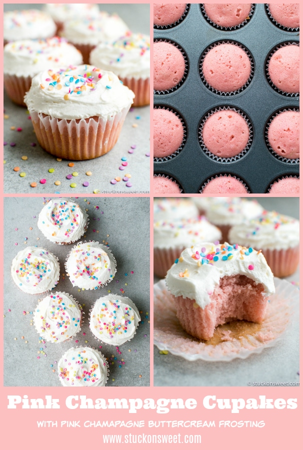 Cupcake with pink champagne frosting, pink sprinkles, and a moist pink interior, close-up of cupcake with bitten side, pastel pink and white color theme, dessert cupcakes for celebrations and special occasions.