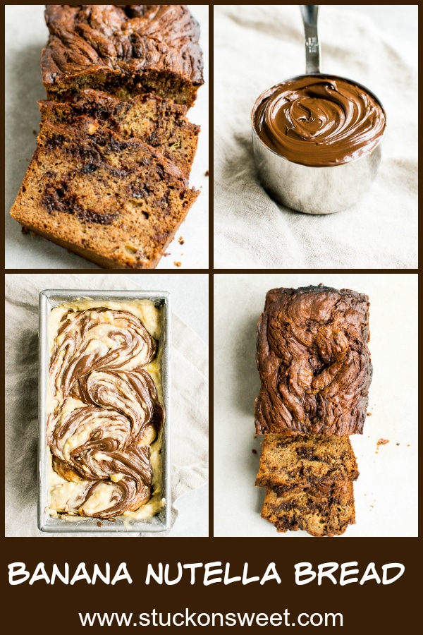 Moist banana Nutella bread with chunks of chocolate and swirls of Nutella, perfect for chocolate lovers and banana bread enthusiasts. Ideal for breakfast, snacks, or dessert.