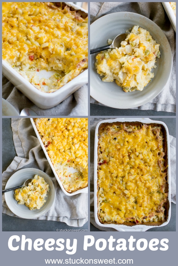 Creamy cheesy potatoes casserole topped with melted cheese, perfect comfort food for family dinners and holidays. Easy cheesy potato bake recipe.