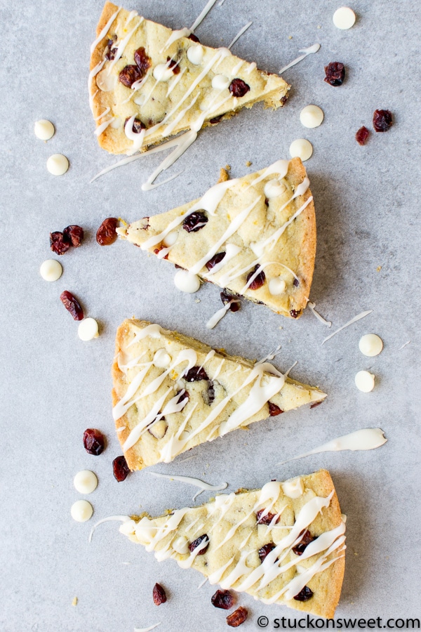 Light white chocolate drizzled cheesecake slices with dried cranberries and a flaky crust on a gray background. Perfect for dessert lovers and holiday treat ideas.