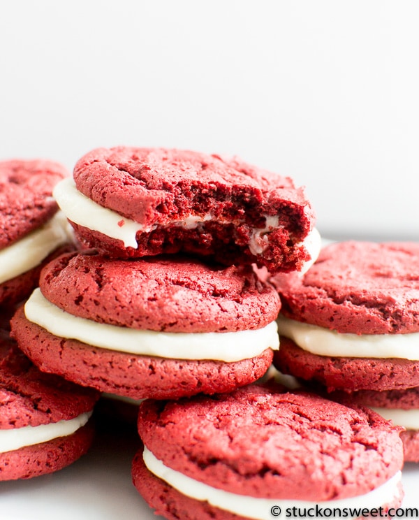 red velvet cookies cake mix cookie with cream cheese frosting