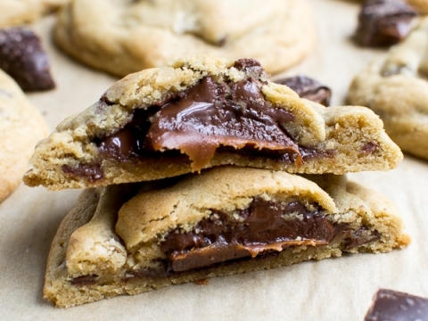 Chewy chocolate chip cookies with gooey chocolate centers, freshly baked and perfect for satisfying sweet cravings. Delicious homemade cookies from Stuck On Sweet.