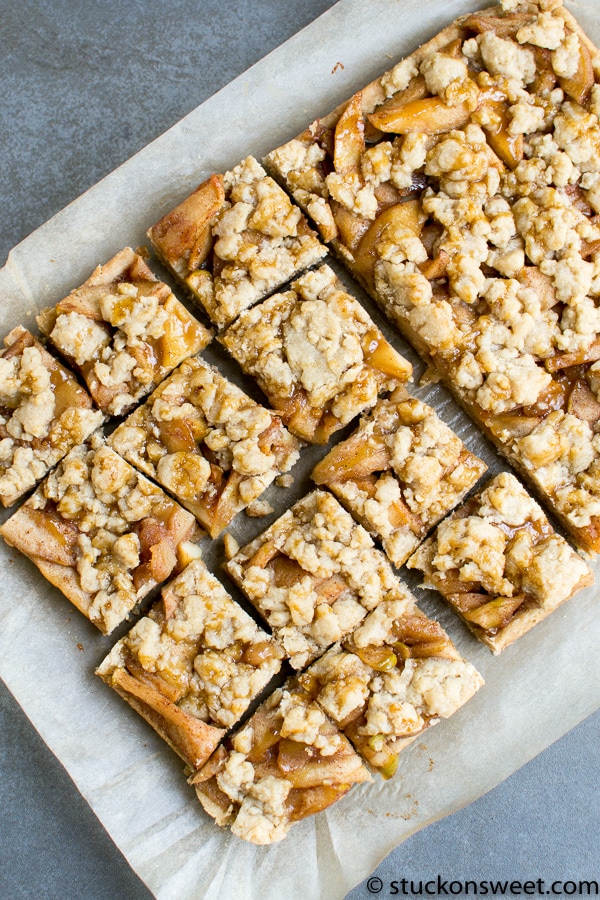 Sweet apple crumb bars with a crumbly topping and caramelized apple filling, perfect for desserts or snacks. Easy to make and highly delicious.
