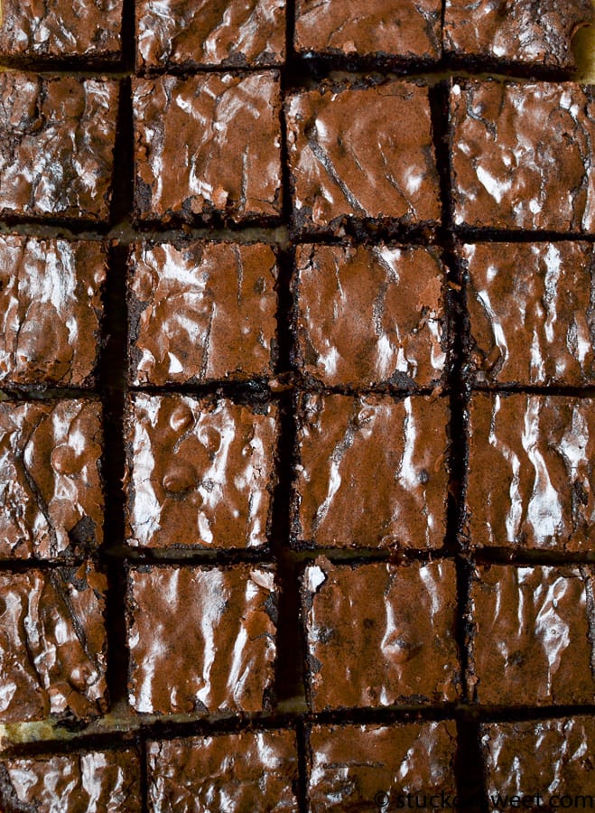 Rich, fudgy brownies cut into squares with a glossy chocolate surface, perfect for sweet tooth cravings. Handmade chocolate brownies from Stuck On Sweet offer indulgent comfort and delicious flavor.
