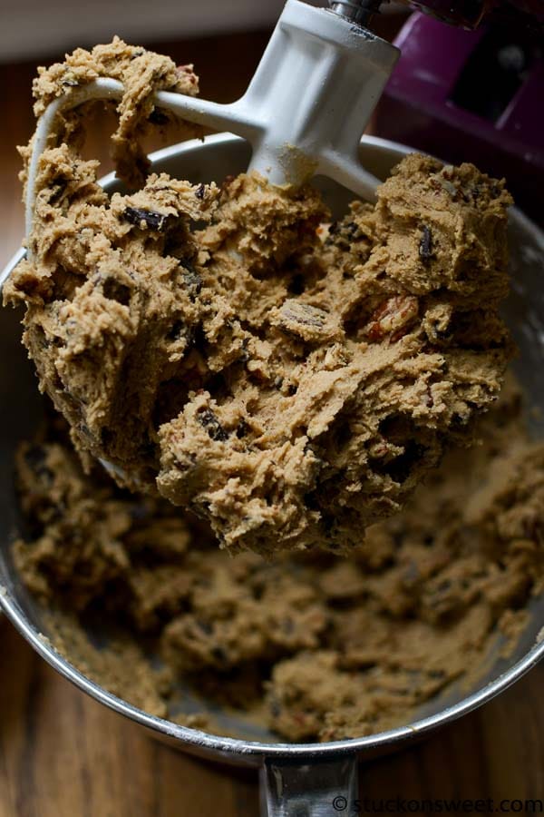 Creamy chocolate chip cookie dough, perfect for baking or snacking, made with fresh ingredients and loaded with chocolate chips for delicious homemade treats.