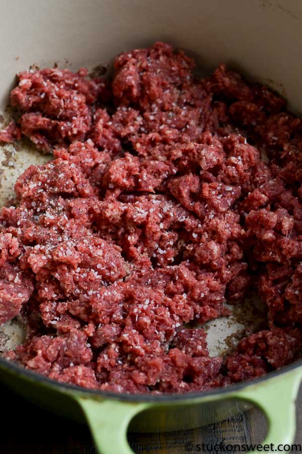 Seasoned ground beef cooking in a skillet for flavorful recipes.