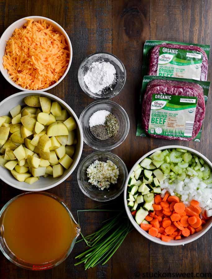 Ingredients for cheeseburger soup 