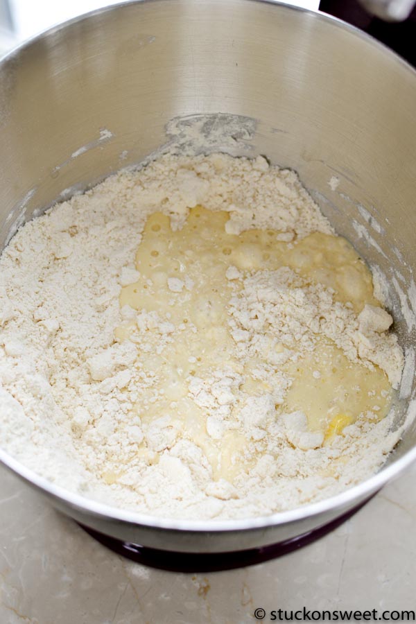 cherry almond scone dough with milk 