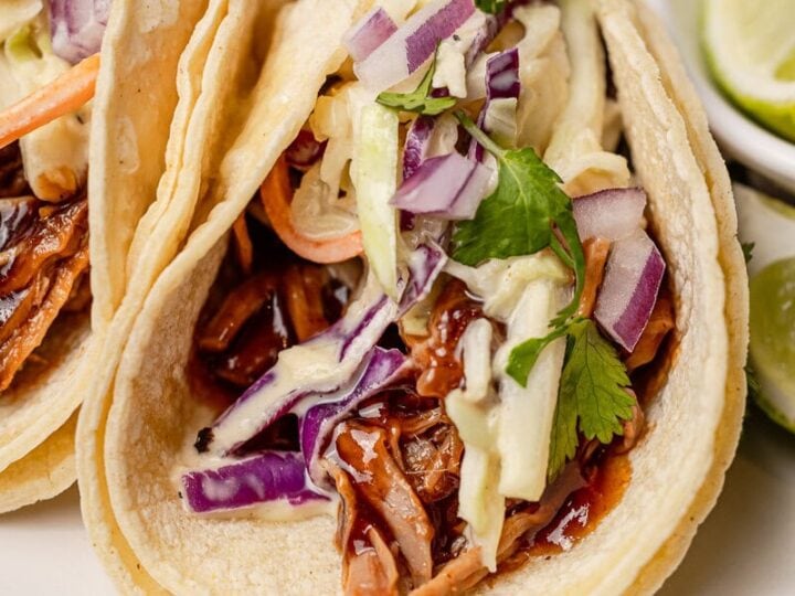 Pulled pork tacos with slaw
