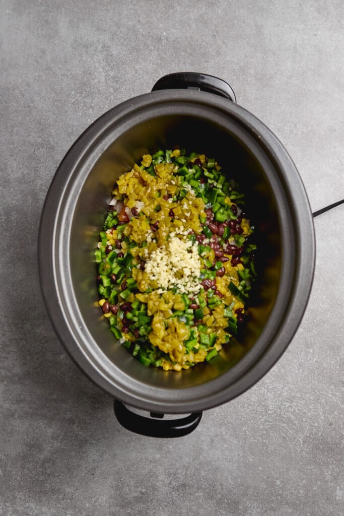 Ingredients for chicken tortilla soup in a crock pot
