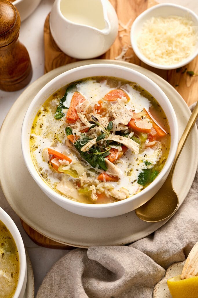 creamy lemon chicken and rice soup